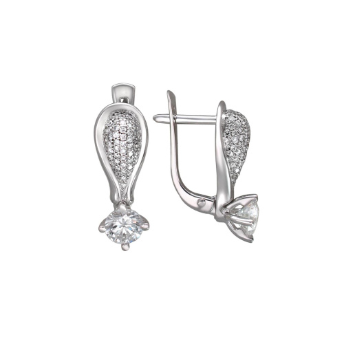 Серьги из белого золота 750 пробы с бриллиантами 01С6731048