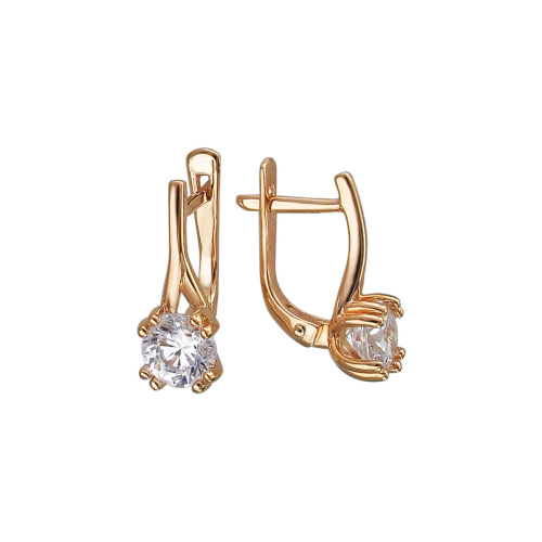 Серьги из красного золота 585 пробы с фианитами 01С118636