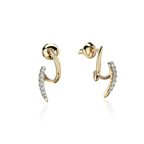 Серьги из желтого золота 585 пробы с фианитами 01С1315044Р