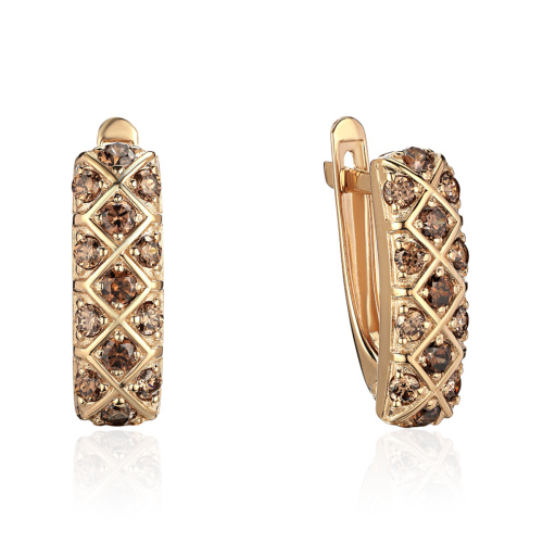 Серьги из желтого золота 585 пробы с фианитами 01С2316182-1