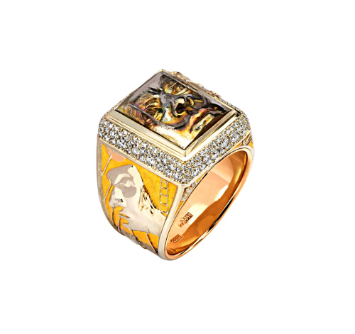 Кольцо из комбинированного золота 585 пробы с бриллиантами 01Т665905ЖL