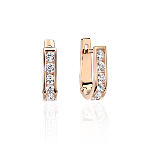 Серьги из красного золота 585 пробы с фианитами 01С114829