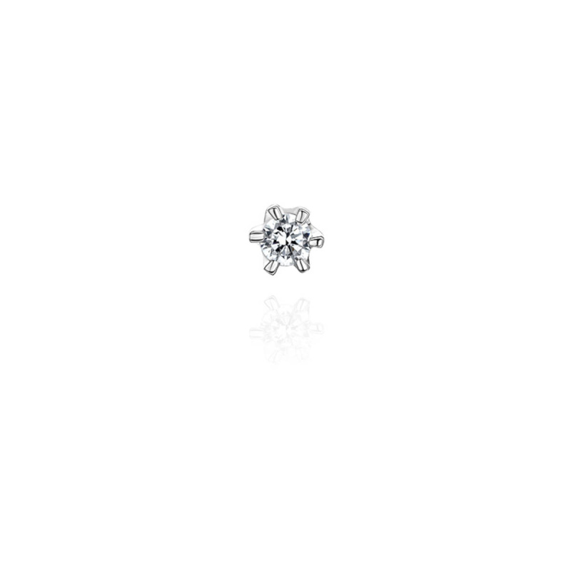 Серьга одиночная из белого золота 585 пробы с фианитом 01С124657
