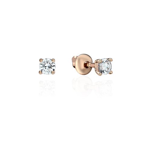 Серьги из красного золота 585 пробы с фианитами 01С119416