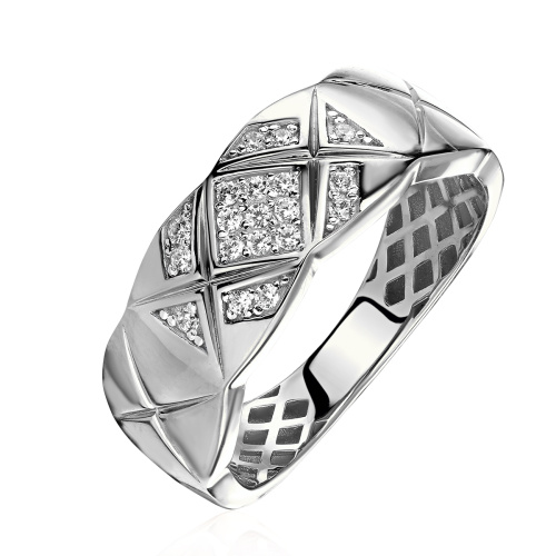 Кольцо из белого золота 585 пробы с фианитами 01К1216415