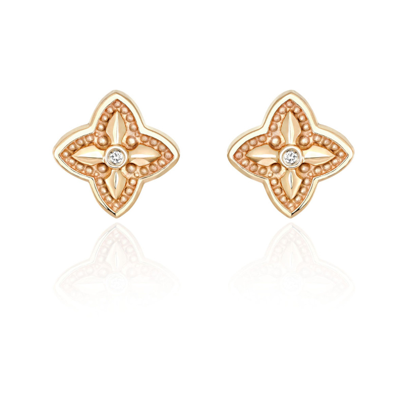 Серьги из красного золота 585 пробы с бриллиантами 01С618744