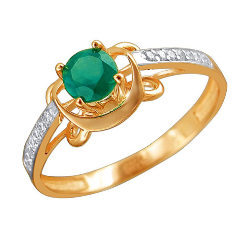 Кольцо из красного золота 585 пробы с агатом и фианитами 01К4112071-5