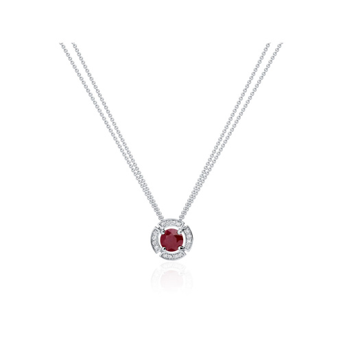 Колье из белого золота 585 пробы с рубином и бриллиантами 01Л621758-3 Колье из белого золота 585 пробы с рубином и бриллиантами 01Л621758-3