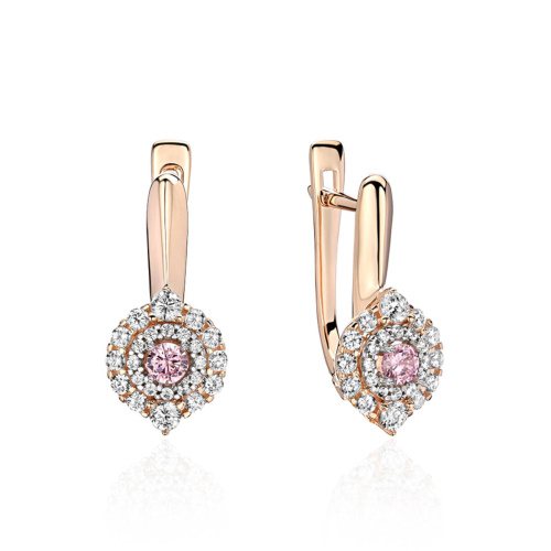 Серьги из двух цветов золота 585 пробы с фианитами 01С2613840-1