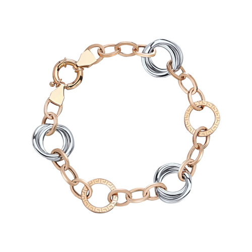 Браслет из комбинированного золота 585 пробы без вставок 01Б063118