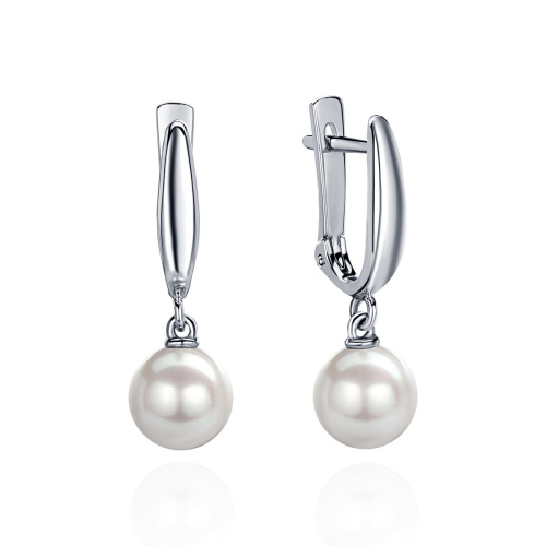 Серьги из белого золота 585 пробы с жемчугом 01С3213114-1