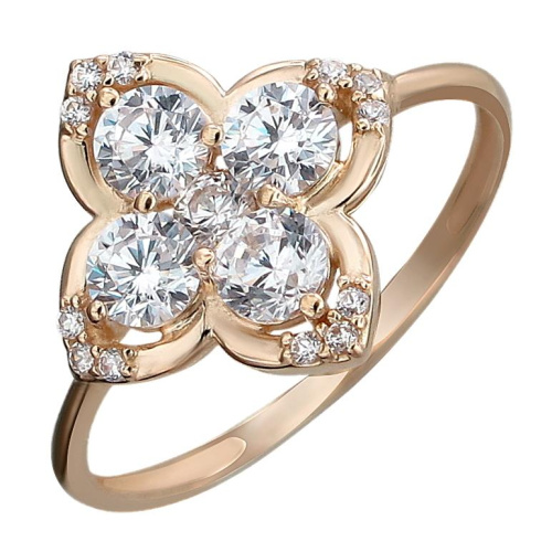 Кольцо из красного золота 585 пробы с фианитами 01К1113153Р