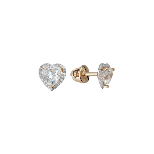 Серьги из красного золота 585 пробы с фианитами 01С1111260