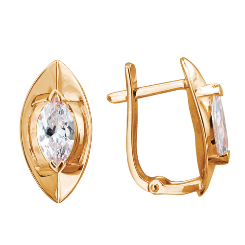 Серьги из красного золота 585 пробы с фианитами 01С1114087