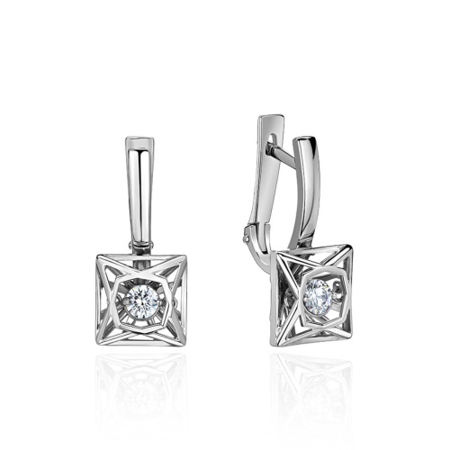 Серьги из белого золота 585 пробы с фианитами 01С127954