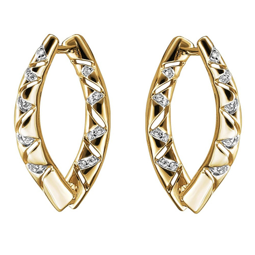 Серьги из желтого золота 585 пробы с фианитами 01С1314339Р
