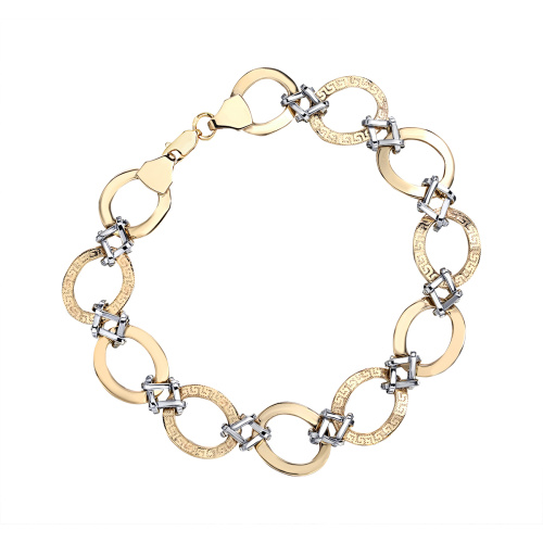 Браслет из комбинированного золота 585 пробы без вставок 01Б063131Ж