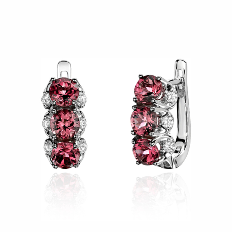 Серьги из белого золота 750 пробы с турмалинами и бриллиантами 01С6771105-4