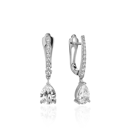 Серьги из белого золота 585 пробы с фианитами 01С1215012