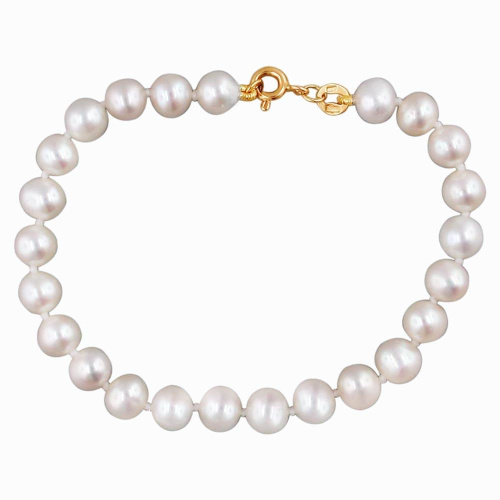 Браслет из красного золота 585 пробы с жемчугом 01Б311673-1