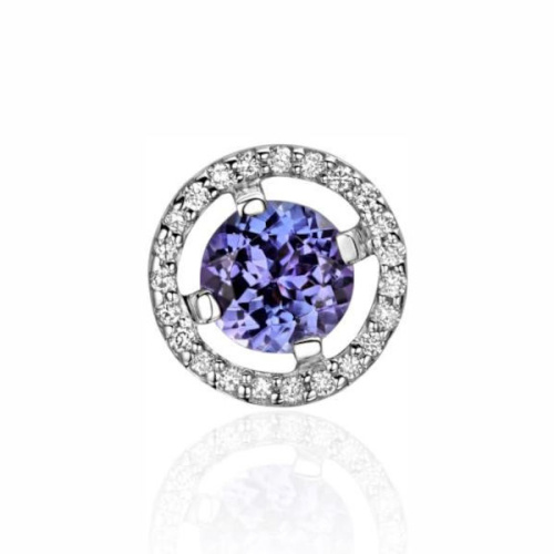 Подвеска из белого золота 585 пробы с танзанитом и бриллиантами 01П6214637-3