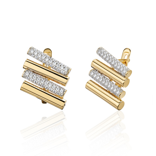 Серьги из желтого золота 585 пробы с фианитами 01С1316755Р