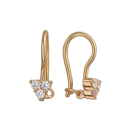 Серьги из красного золота 585 пробы с фианитами 01С118645