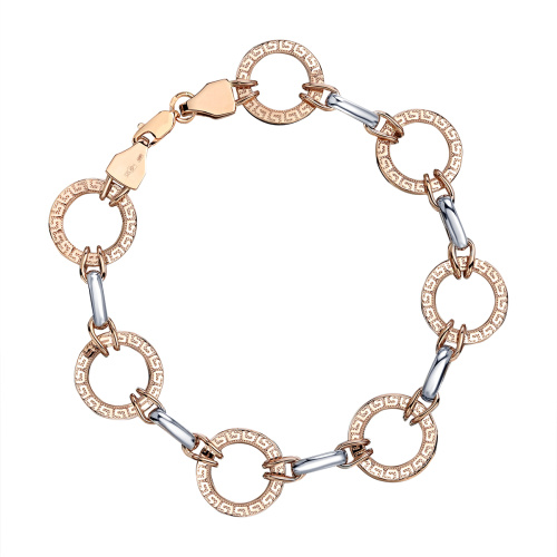 Браслет из комбинированного золота 585 пробы без вставок 01Б063133