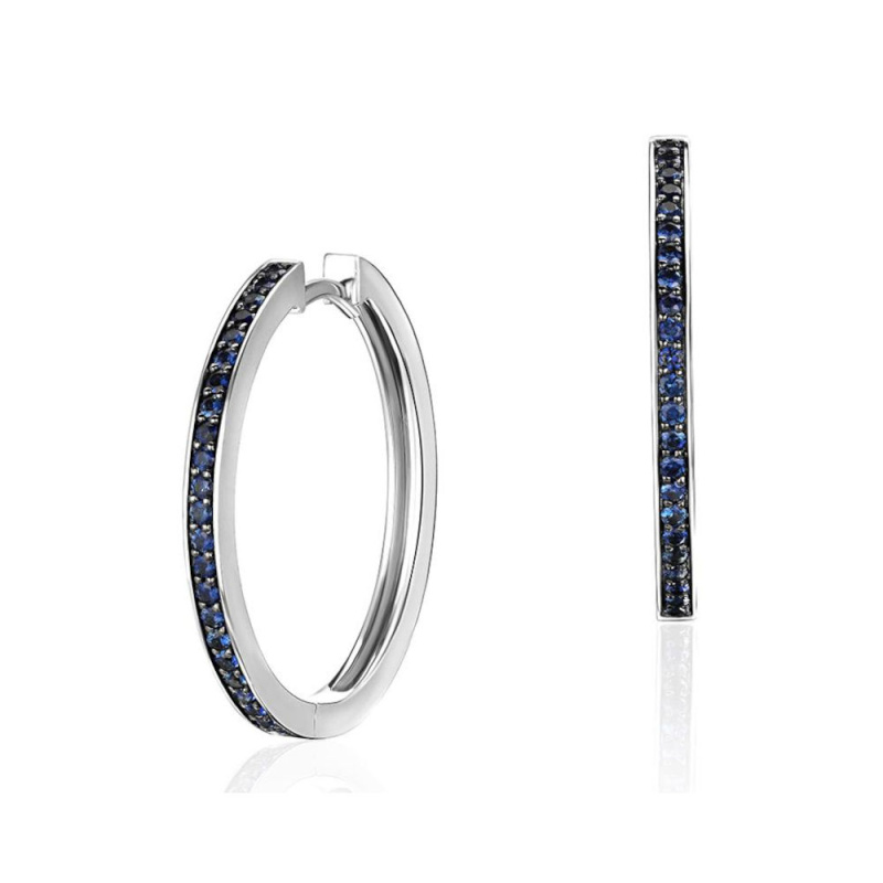 Серьги из белого золота 585 пробы с сапфирами 01С5216789-1