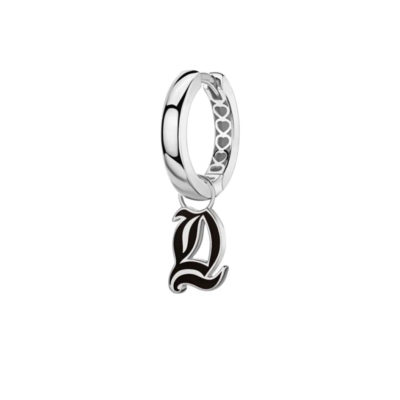 Серьга одиночная из белого золота 585 пробы с эмалью 01С0215860ЭD