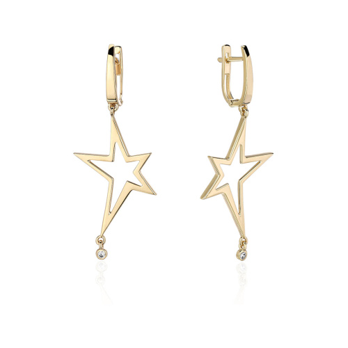 Серьги из желтого золота 585 пробы с фианитами 01С1314548