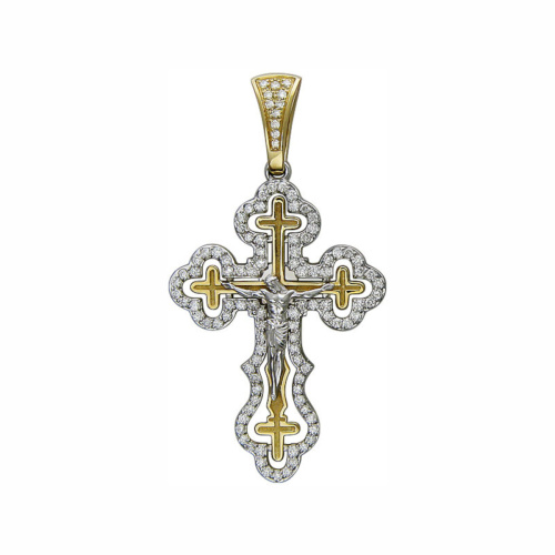 Подвеска из комбинированного золота 750 пробы с бриллиантами 01Р6801025