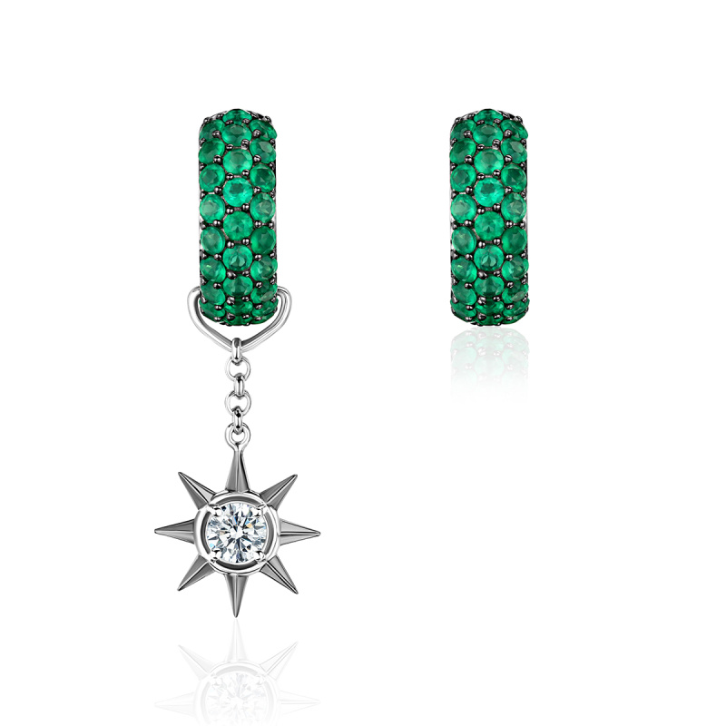 Серьги из белого золота 585 пробы 01С6215931ЧР-1