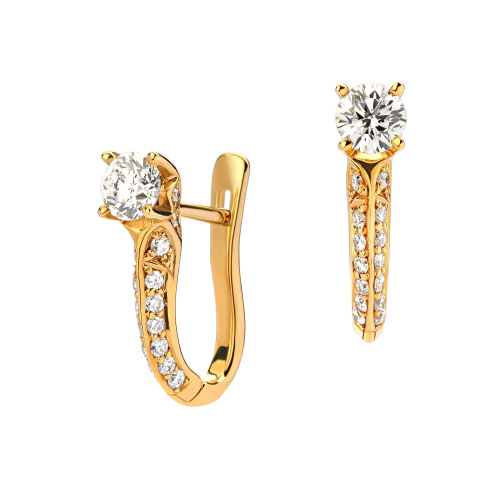 Серьги из желтого золота 750 пробы с бриллиантами 01С644741