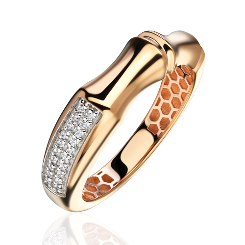 Кольцо из красного золота 585 пробы с фианитами 01К1116839Р