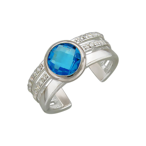 Кольцо из серебра 925 пробы с фианитами и стеклом 01К258027