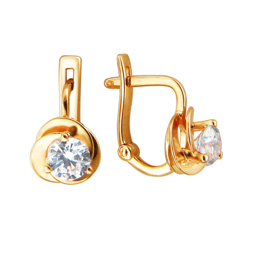Серьги из красного золота 585 пробы с фианитами 01С1112055