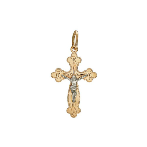 Крест нательный из двух цветов золота 375 пробы без вставок 01Р760806S