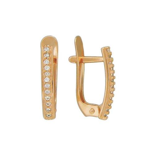 Серьги из красного золота 585 пробы с фианитами 01С113494
