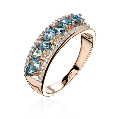 Кольцо из красного золота 585 пробы с топазами и фианитами 01К3115067-3