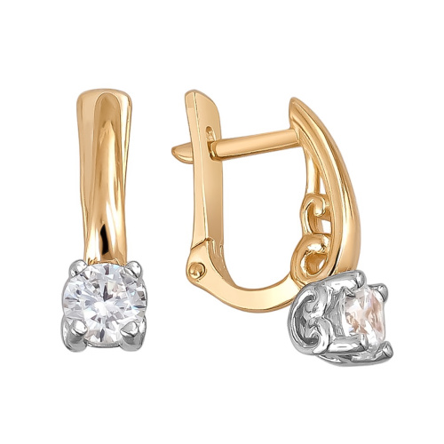 Серьги из красного золота 585 пробы с фианитами 01С1113083Р
