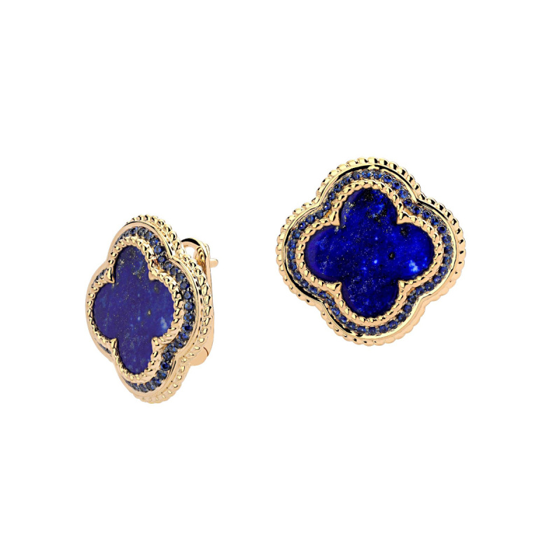Серьги из желтого золота 585 пробы с сапфирами и лазуритами 01С5313314-2