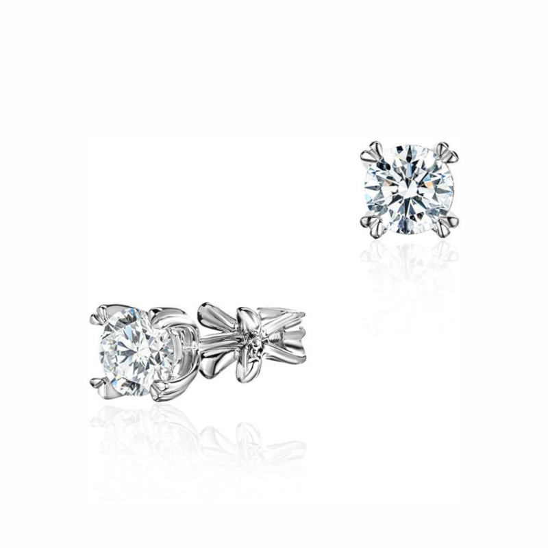 Серьги из белого золота 585 пробы с бриллиантами 01С628812
