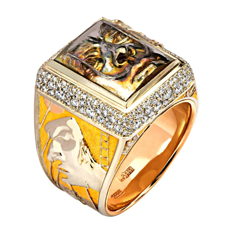 Кольцо из комбинированного золота 585 пробы с бриллиантами 01Т665905ЖL
