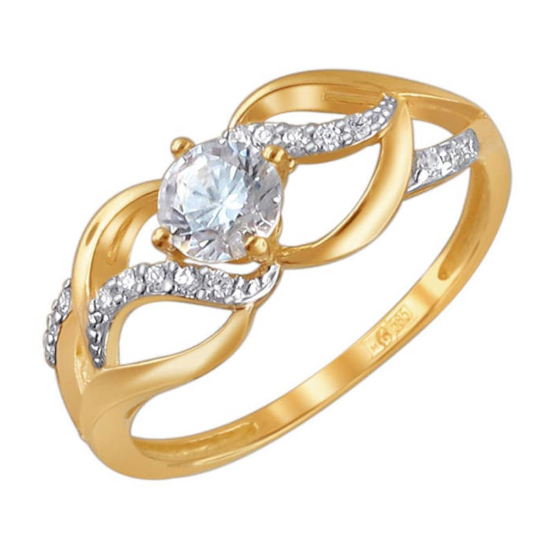 Кольцо из красного золота 585 пробы с фианитами 01К1110453 Кольцо из красного золота 585 пробы с фианитами 01К1110453