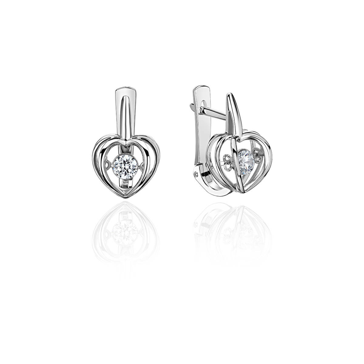 Серьги из белого золота 585 пробы с фианитами 01С127964 Серьги из белого золота 585 пробы с фианитами 01С127964