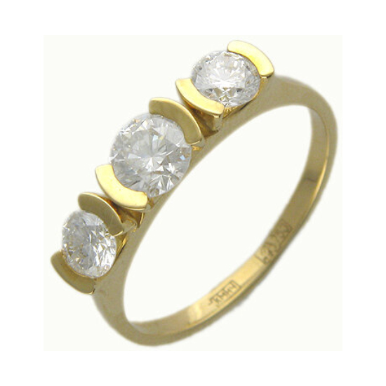 Кольцо из желтого золота 750 пробы с бриллиантами 01К643926