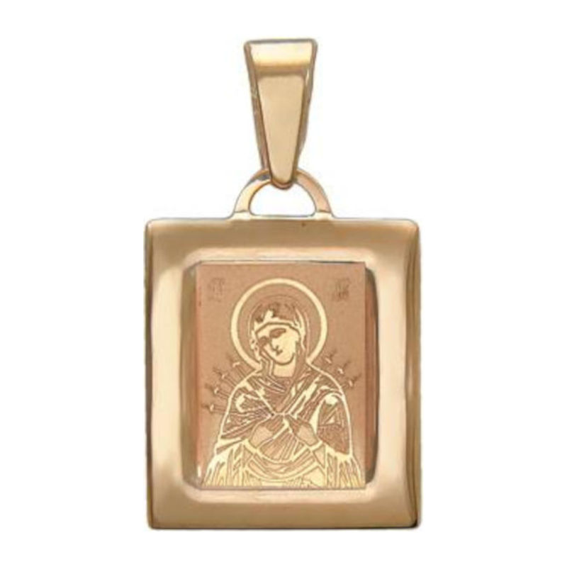 Нательная икона "Божьей Матери Семистрельная" из красного золота 585 пробы без вставок 01П011533