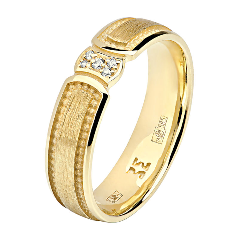 Кольцо из желтого золота 585 пробы с бриллиантами 01О630335