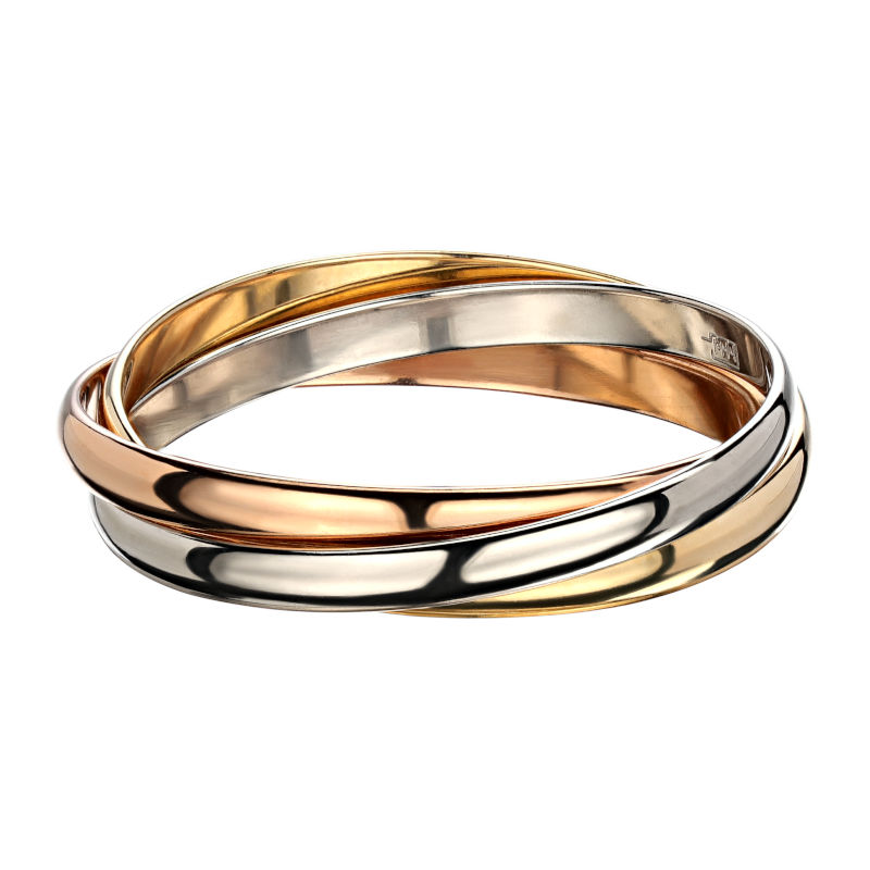 Обручальное кольцо из трех цветов золота 585 пробы 01О060187